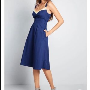 ModCloth nwt navy stripe midi dress